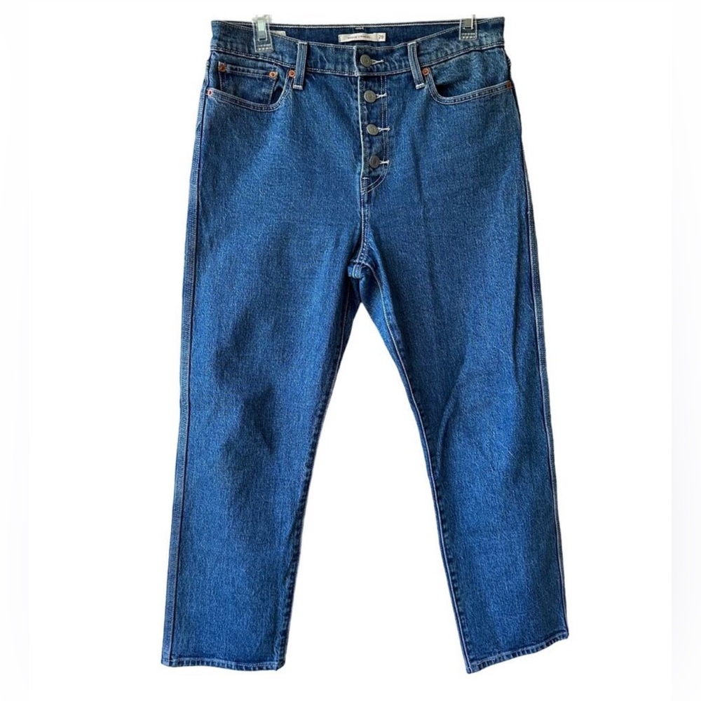 Levi's Wedgie Straight Utility Jeans Middle Sister Crop Button Fly Women's 29x26